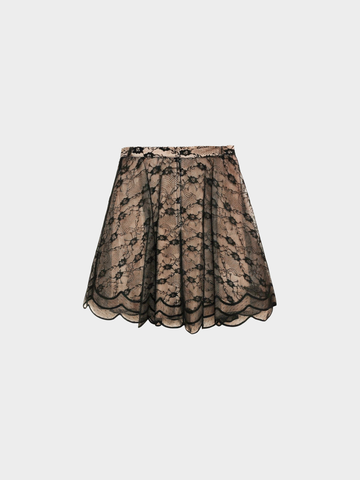 Valentino 2000s Rare Black and Beige Silk Lace Skirt