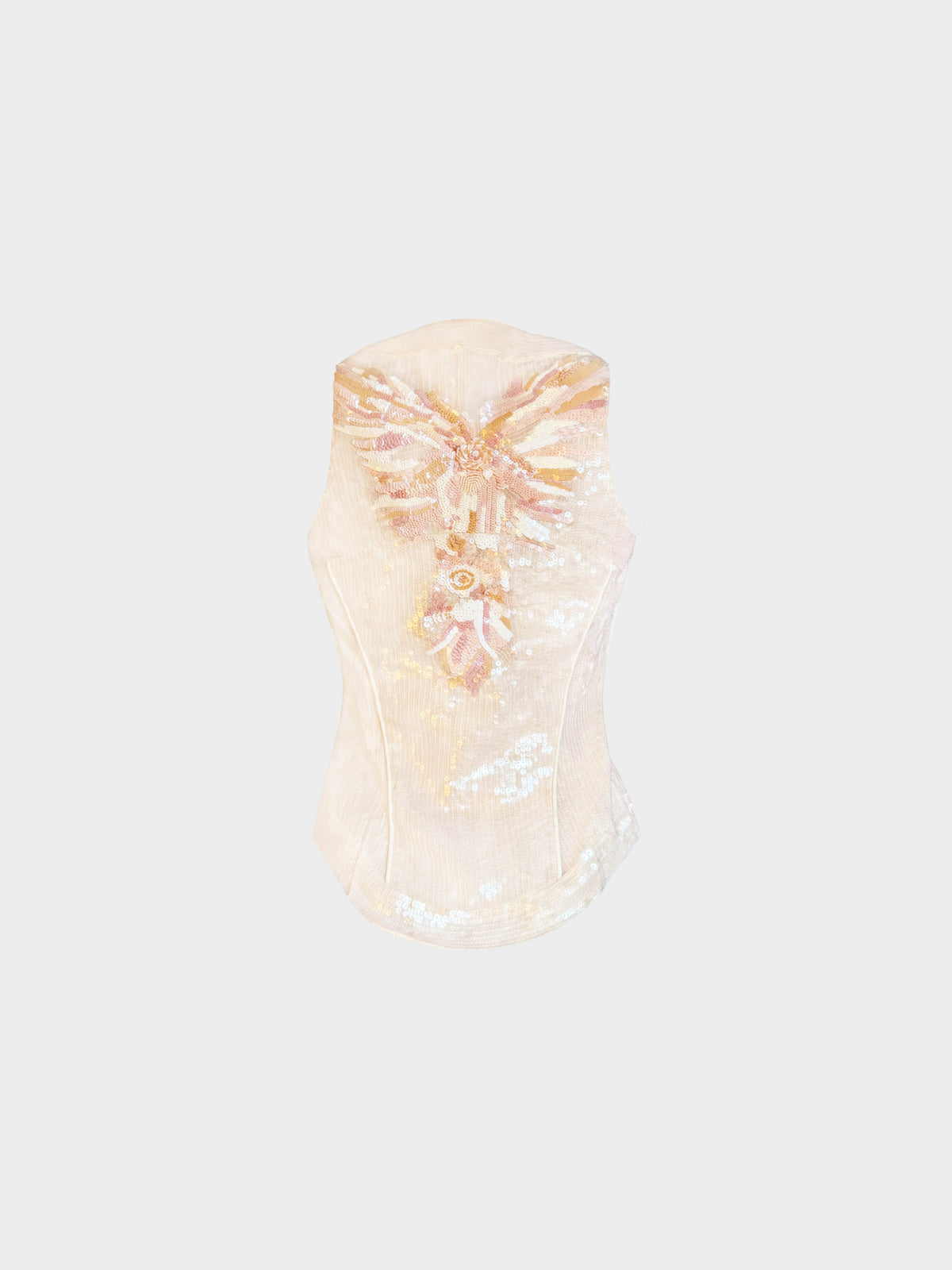Roberto Cavalli 2000s Beige Sequin Embellished Vest-style Top
