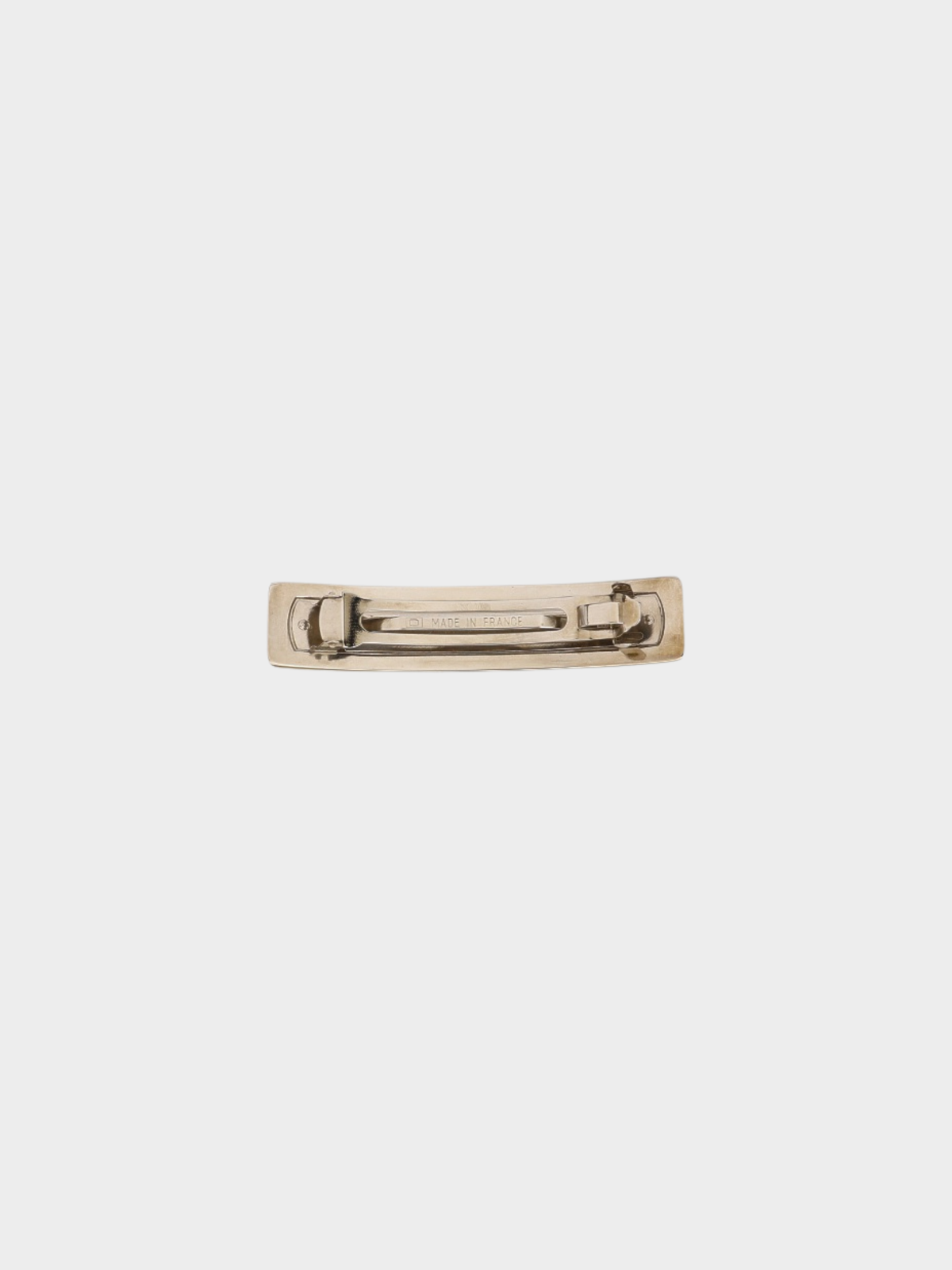 Chanel 1998 Silver Plated Metal Logo Barrette