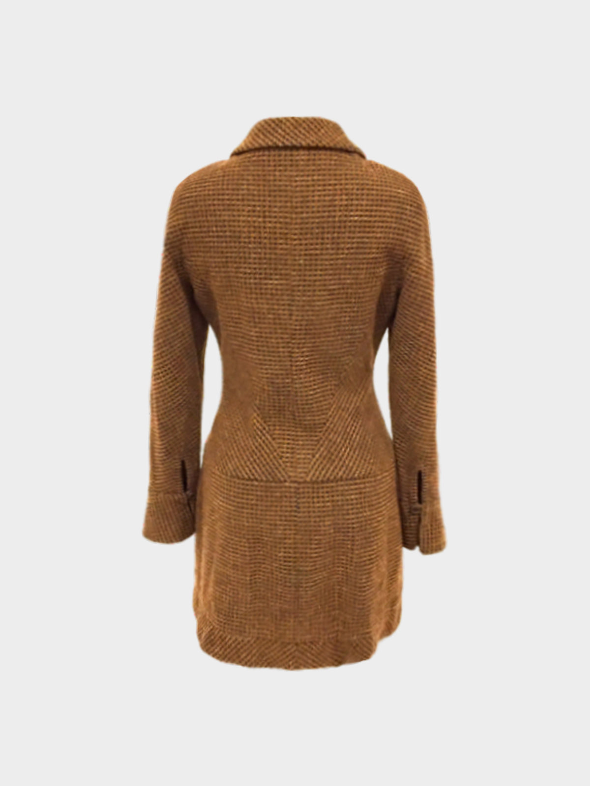 Chanel 1990s Brown Wool Blend Long Sleeve Zip Dress