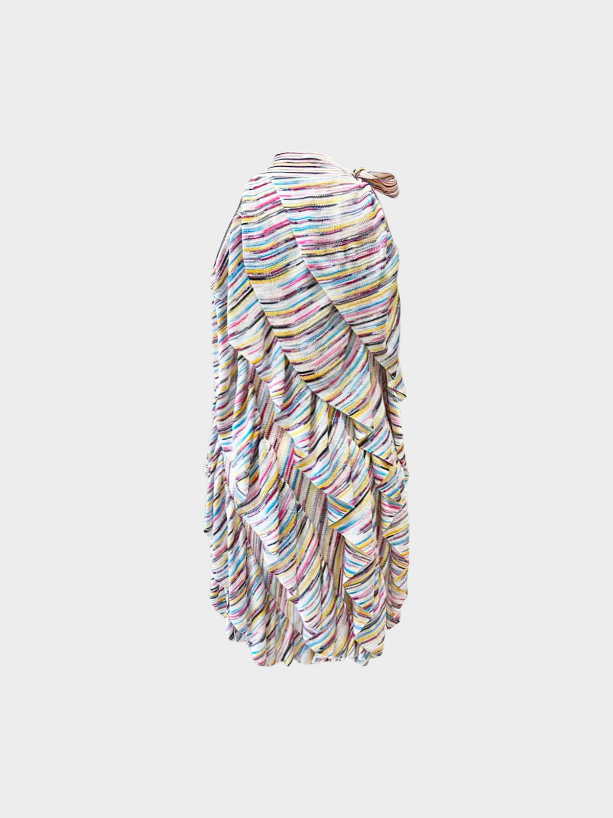 Missoni 2022 Multicolor Flounce Knit Stripe Mini Dress