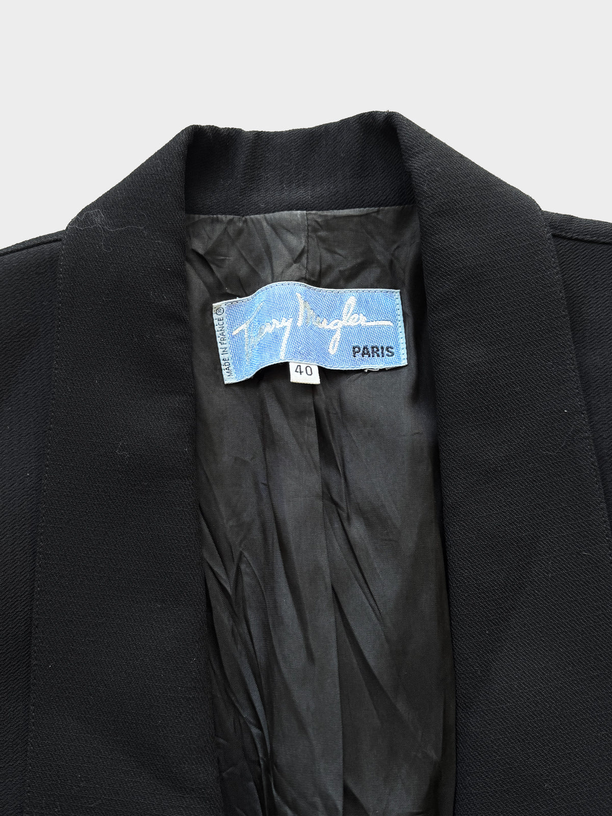 Thierry Mugler 1992 Black Sculpted Jacket with Metal Details
