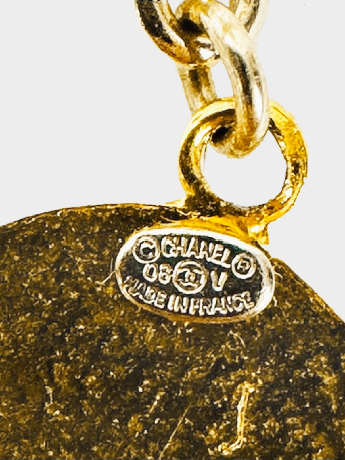 Chanel FW 2008 Gold Metal and Black Enamel CC Round Drop Earrings