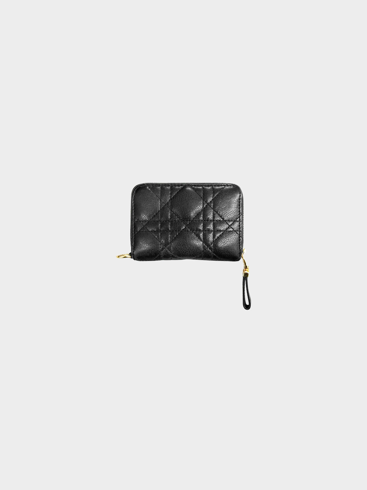 Christian Dior 2021 Black Calfskin Leather Cannage Quilt Cardholder