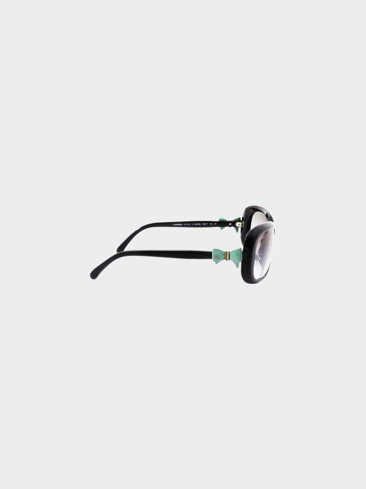 Chanel Early 2000s Black Acetate CC Bow Sunglasses