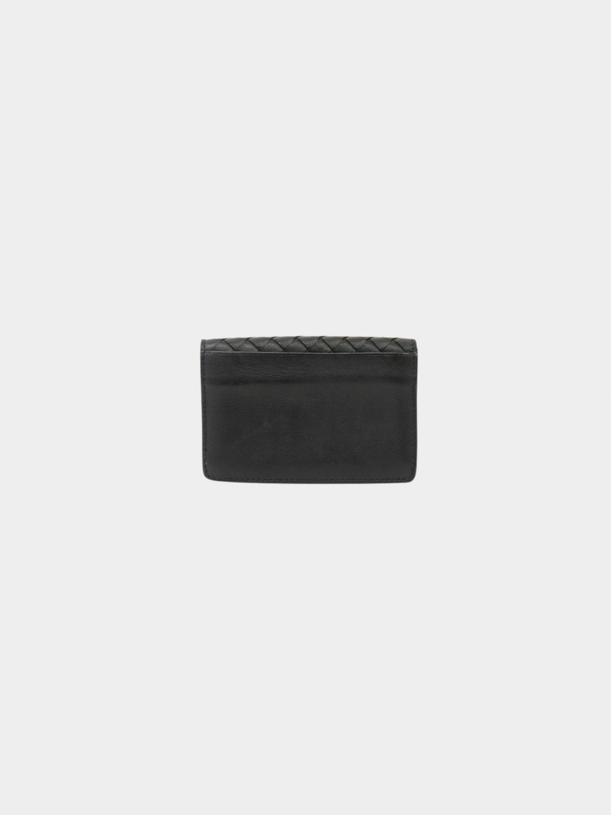 Bottega Veneta 2000s Black Intrecciato Leather Card Case