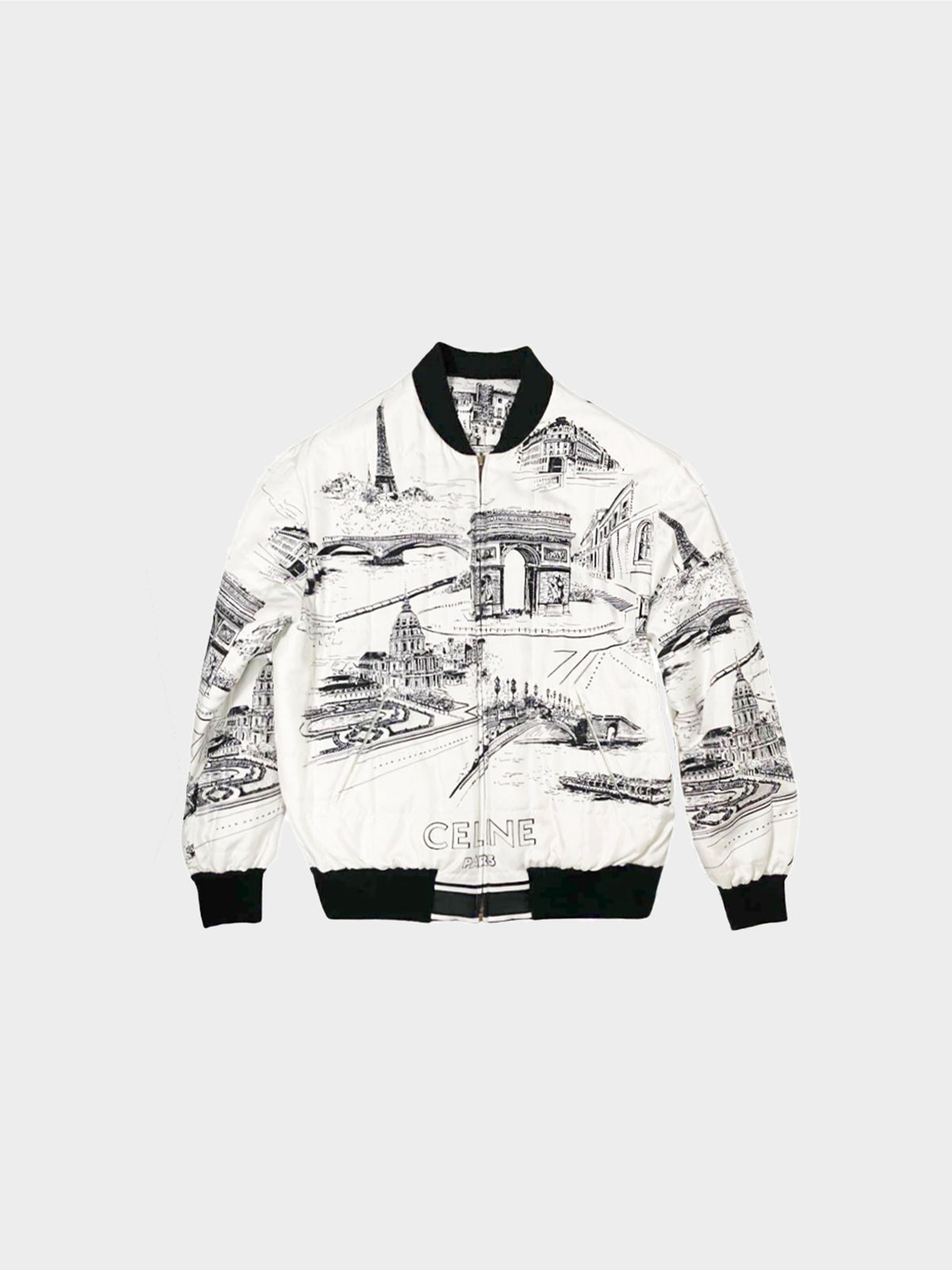 Celine SS 2021 White Reversible Runway Bomber Jacket