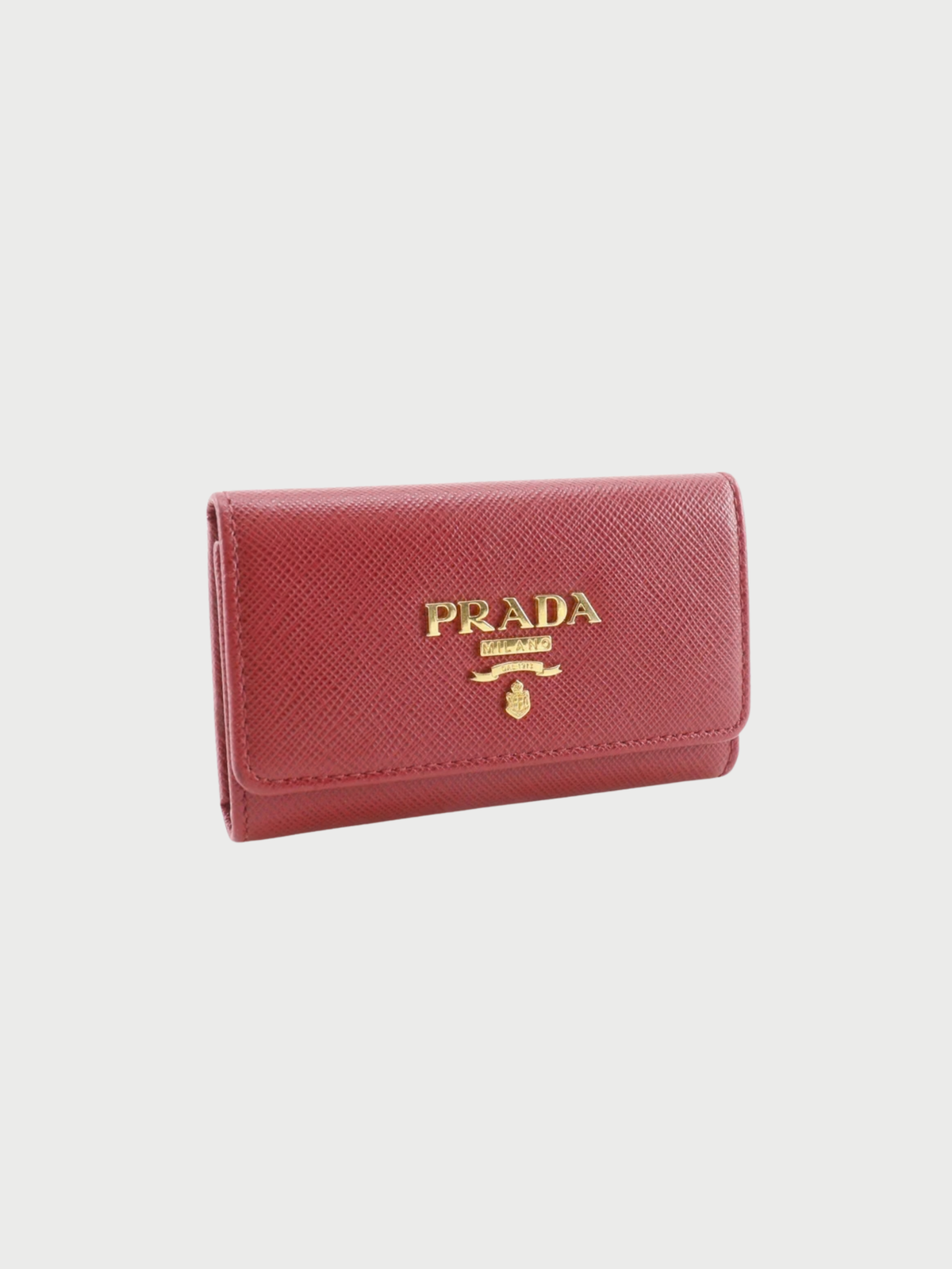 Prada 2010s Red Saffiano Leather Key Case