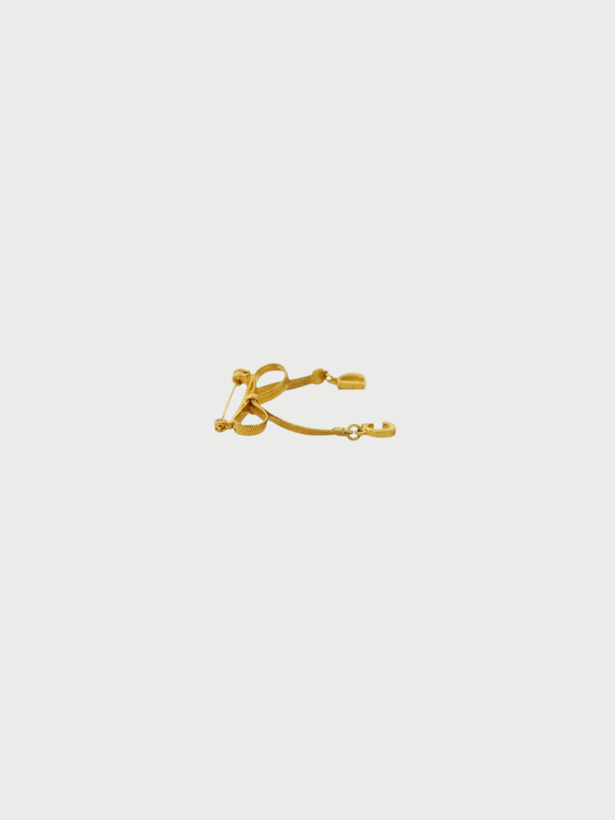 Christian Dior 2000s Gold Plated Metal CD Ribbon Brooch