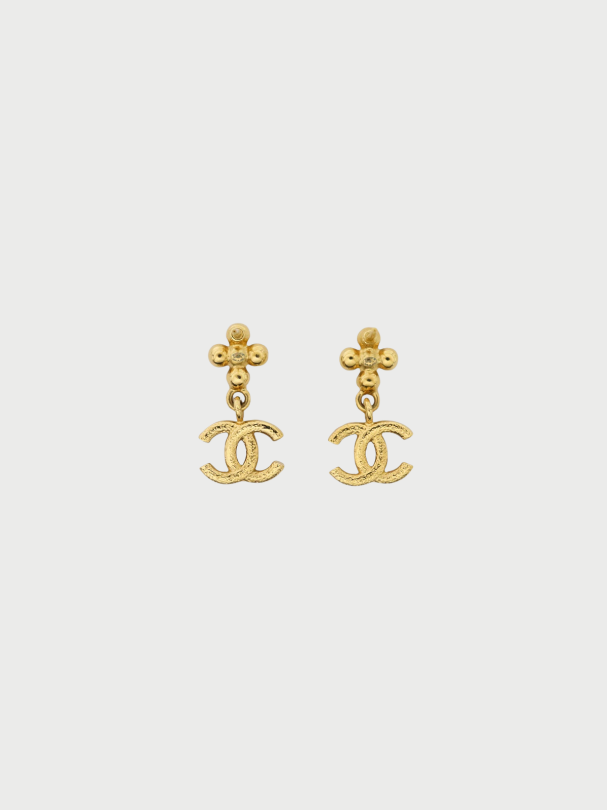 Chanel 2017 Gold Black Coco Flower Rhinestone Earrings
