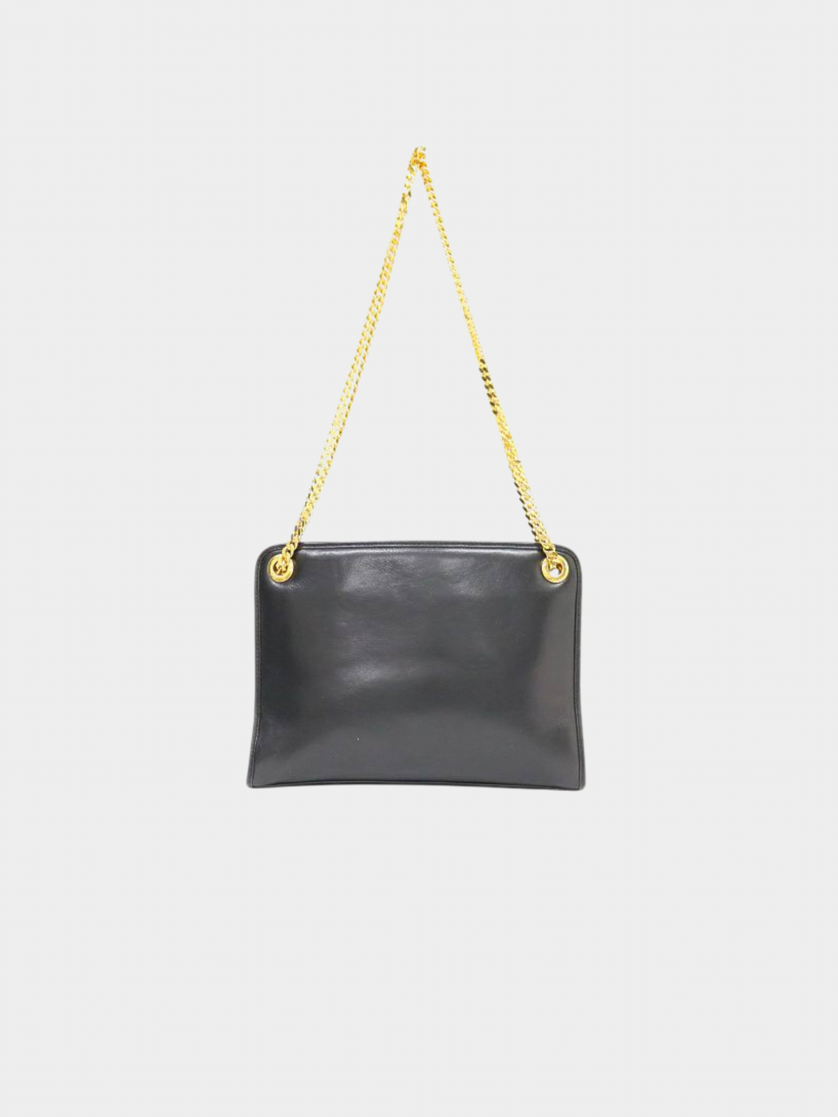 Celine 2000s Black Triomphe Stitch Leather Chain Shoulder Bag
