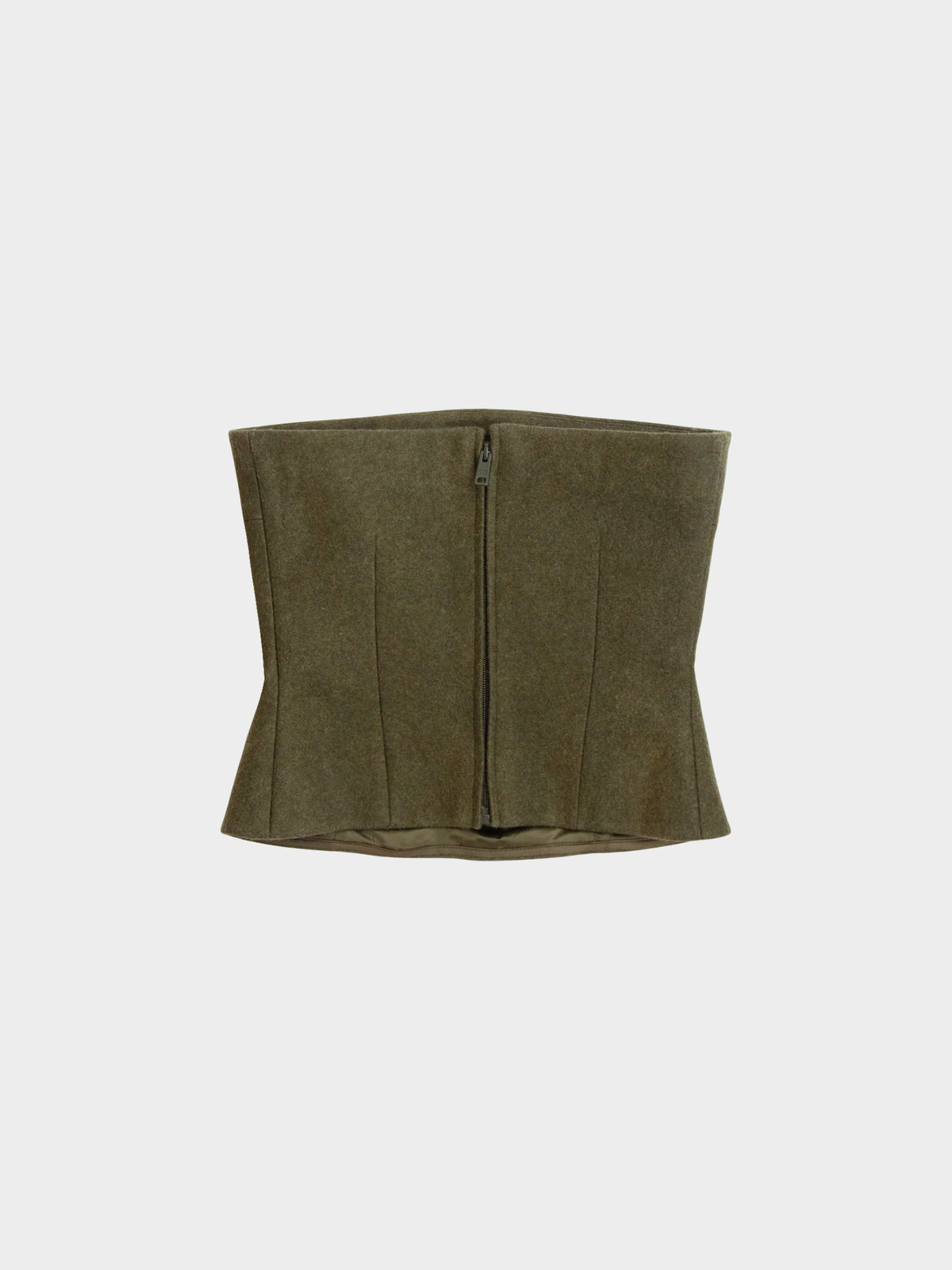 Prada FW 2019 Green Felt Military Bustier Top