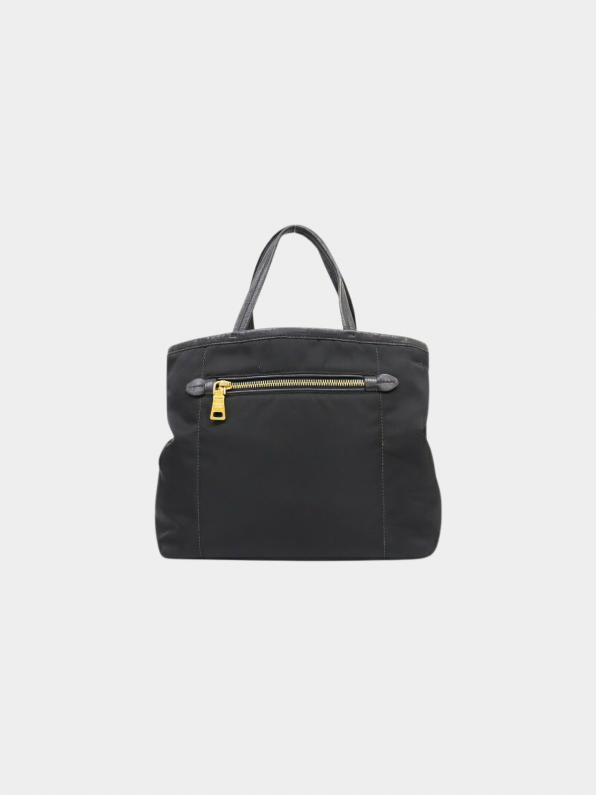 Prada 2000s Black Nylon Leather Triangle Logo Handbag