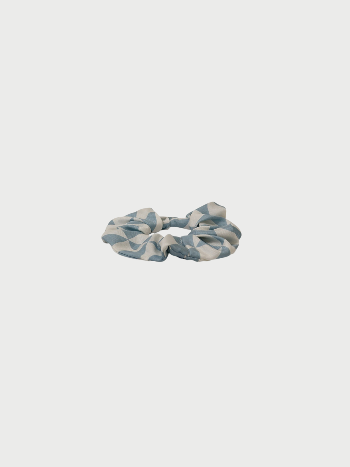 Prada 2020s Light Blue White Silk Triangle Logo Scrunchie