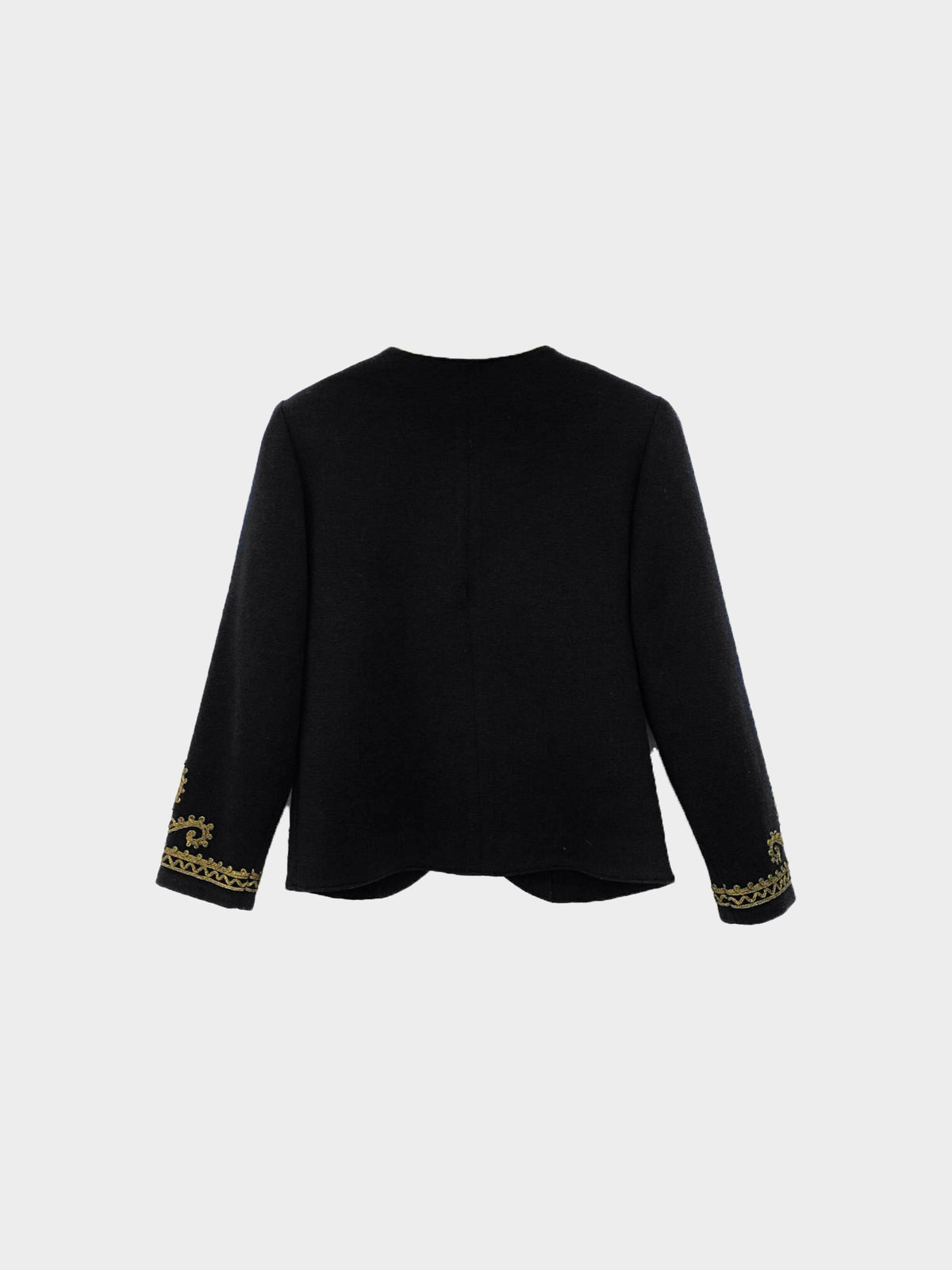 Yves Saint Laurent 2000s Black Wool Gold-embroidered Button-down Jacket