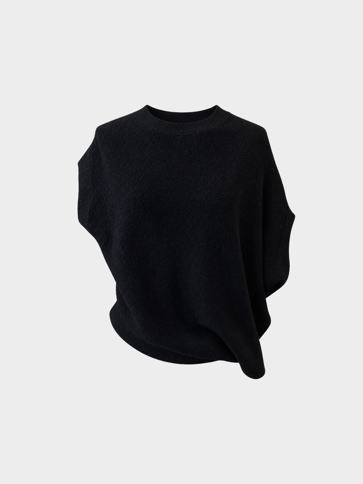 Fendi 2020s Black Knit Asymmetrical Logo Hem Sweater