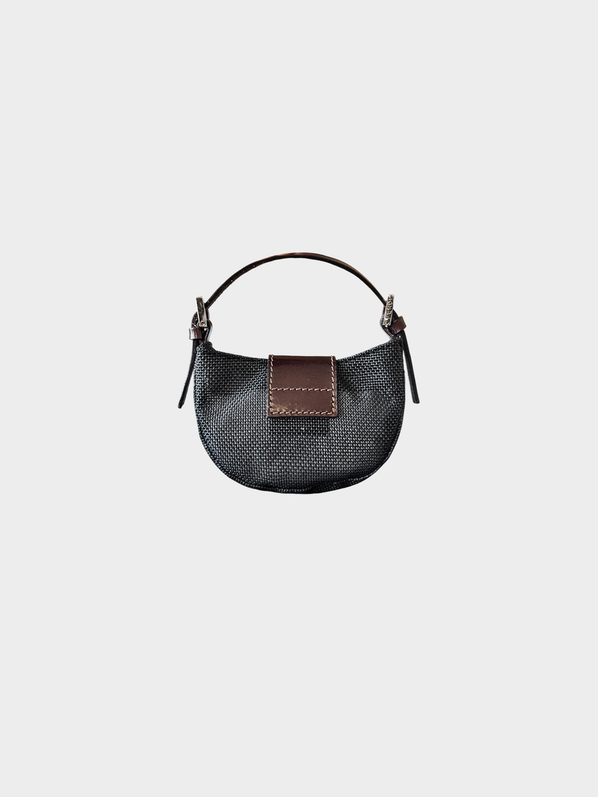 Fendi 2000s Black Mesh and Mother of Pearl Mini Croissant Bag