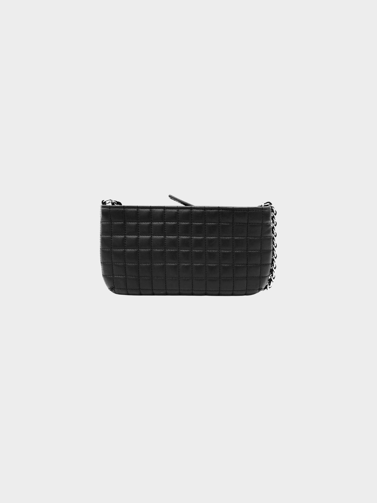 Chanel 2005-2006 Black Leather Chocolate Bar Quilted Camellia Icon Chain Shoulder Bag
