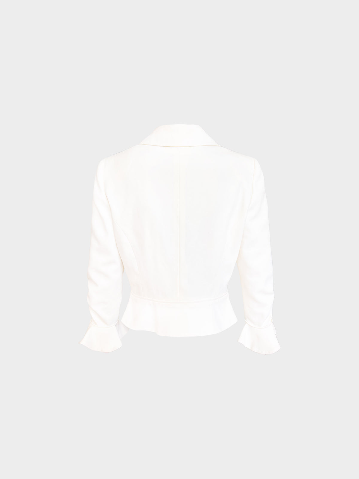 Valentino 2000s White Ruffled Sleeve Tailored Jacket