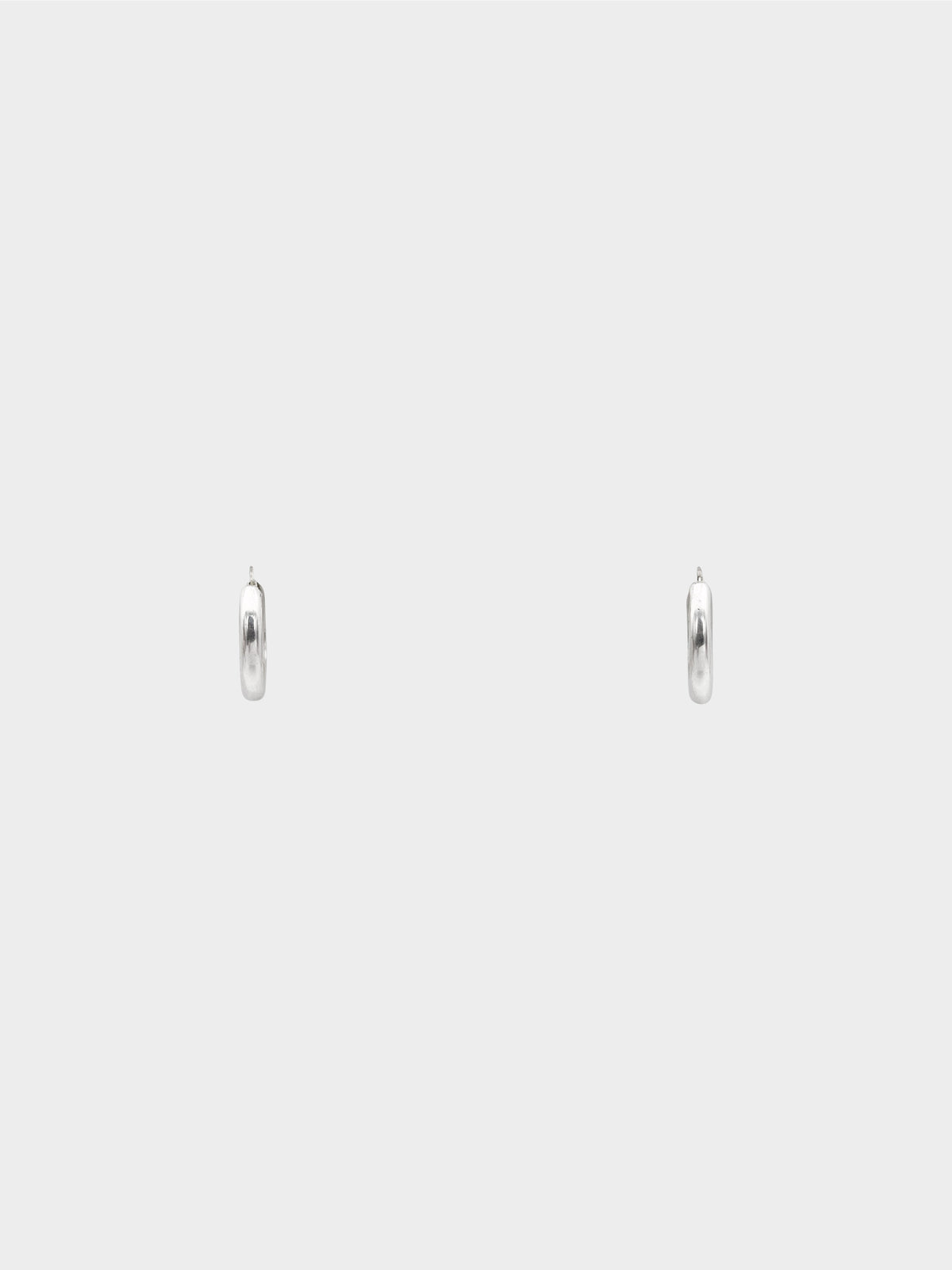 Chanel 1980s Logo Engraved Sterling Silver Hoop Earring