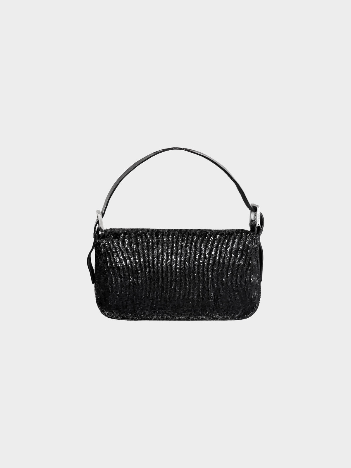 Fendi 2000s Black Beaded Embroidered Baguette
