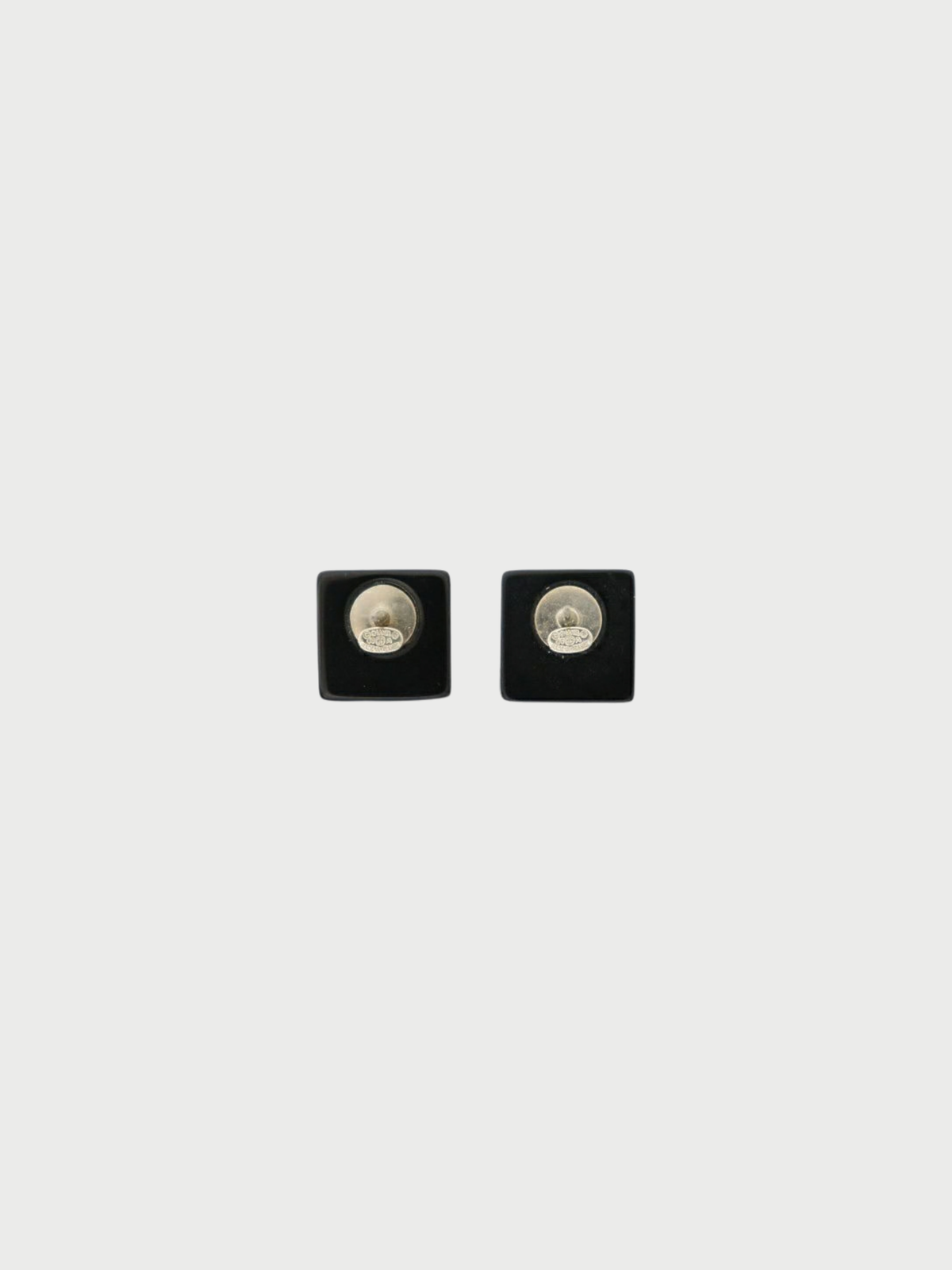 Chanel 2000s Black Silver COCO Square Earrings