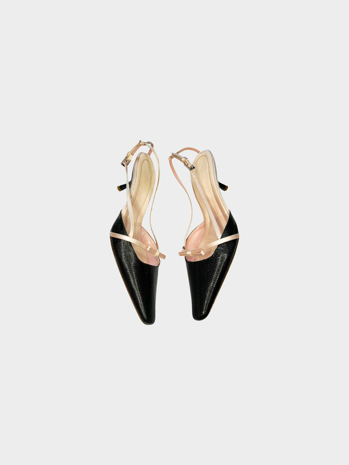 Valentino 2000s Python Leather and Satin Bow Tie Slingback Heels