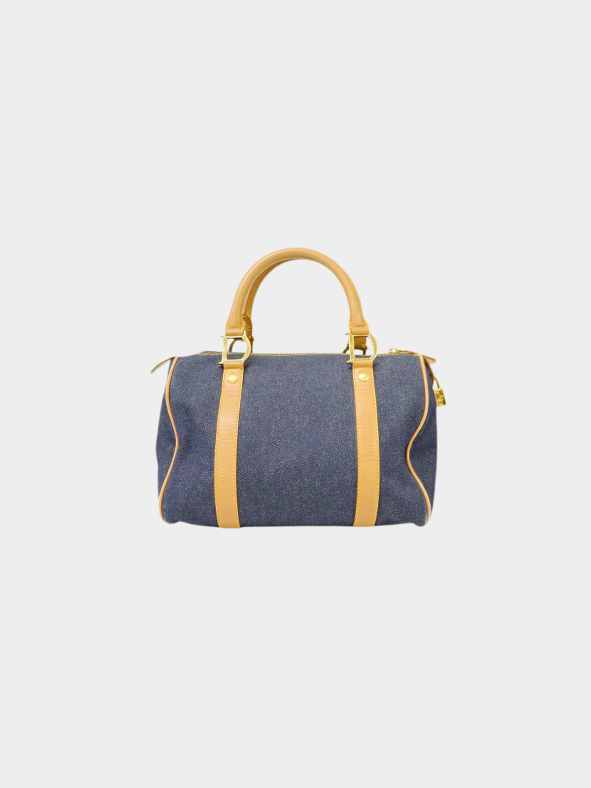 Christian Dior 2000s Navy Beige Denim Mini Boston Bag