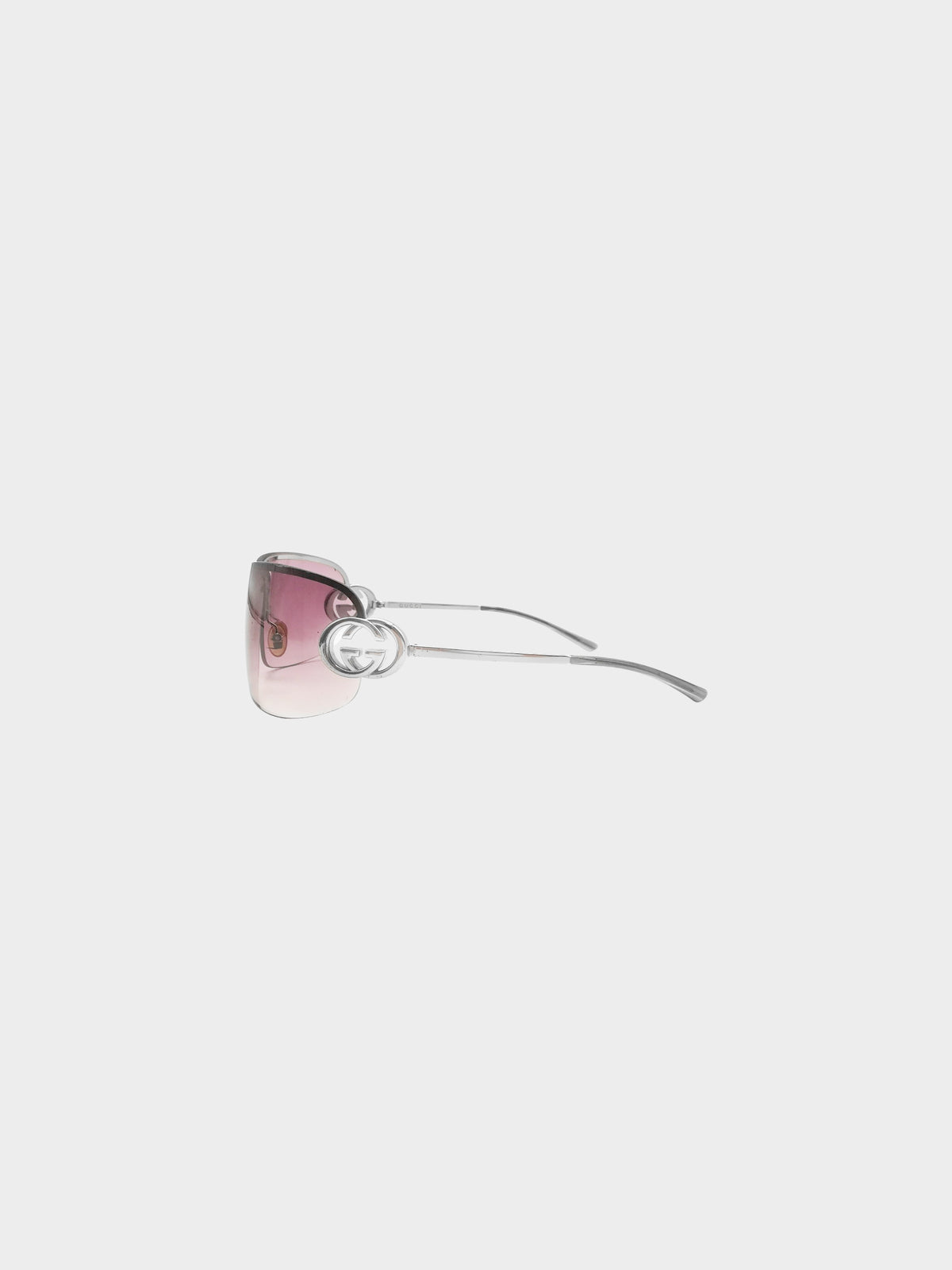 Gucci 2000s Gradient Pink GG Rimless Wrap Aviator Sunglasses