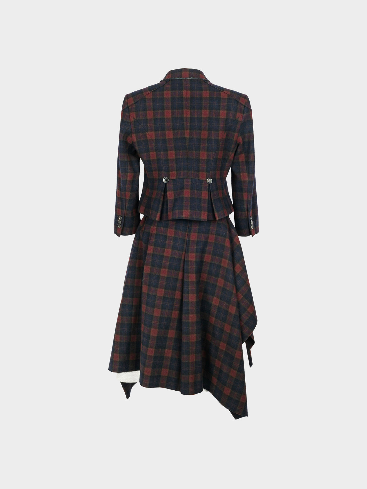 Alexander McQueen 2000s Black and Red Plaid Jacket and Skirt Set