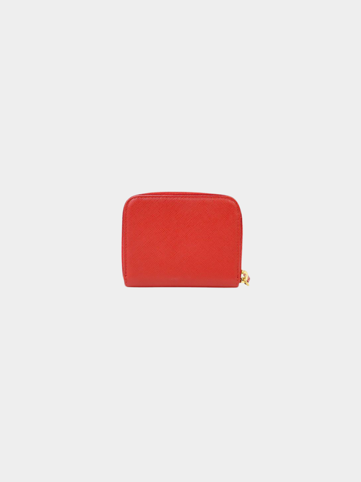 Prada 2010s Red Saffiano Leather Triangle Logo Coin Case