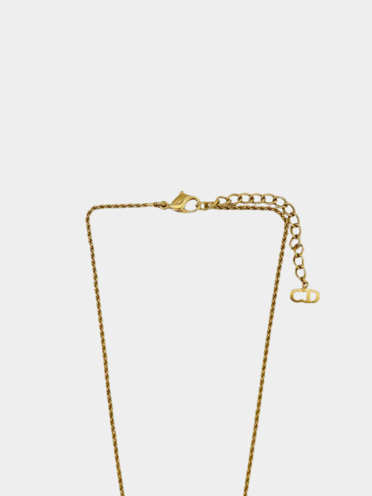 Christian Dior 2000s Gold CD Round Logo Necklace