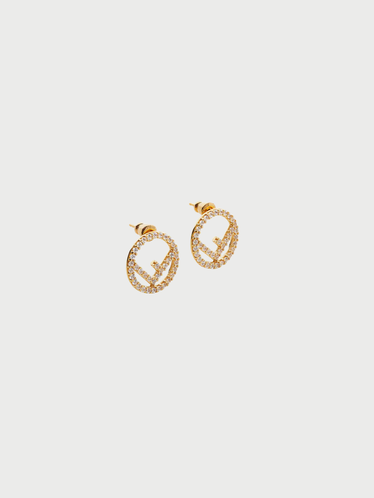 Fendi 2000s Gold Plated Metal Rhinestone F is Fendi Earrings