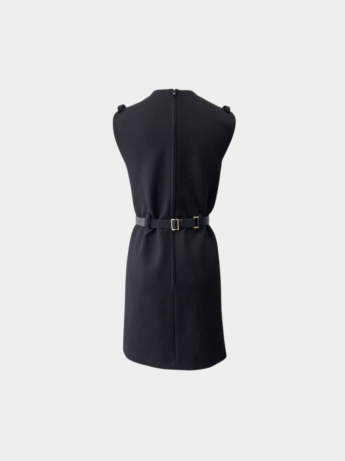 Prada 2020s Black Wool Belted Mini Dress