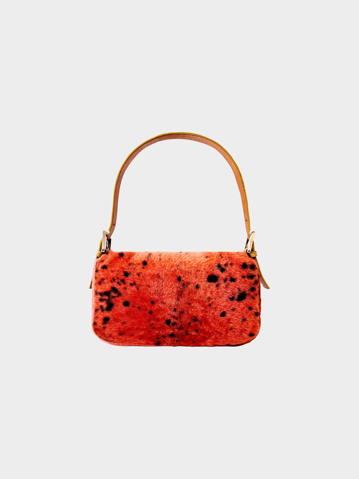 Fendi 2000s Orange Dalmatian Print Pony Hair Baguette