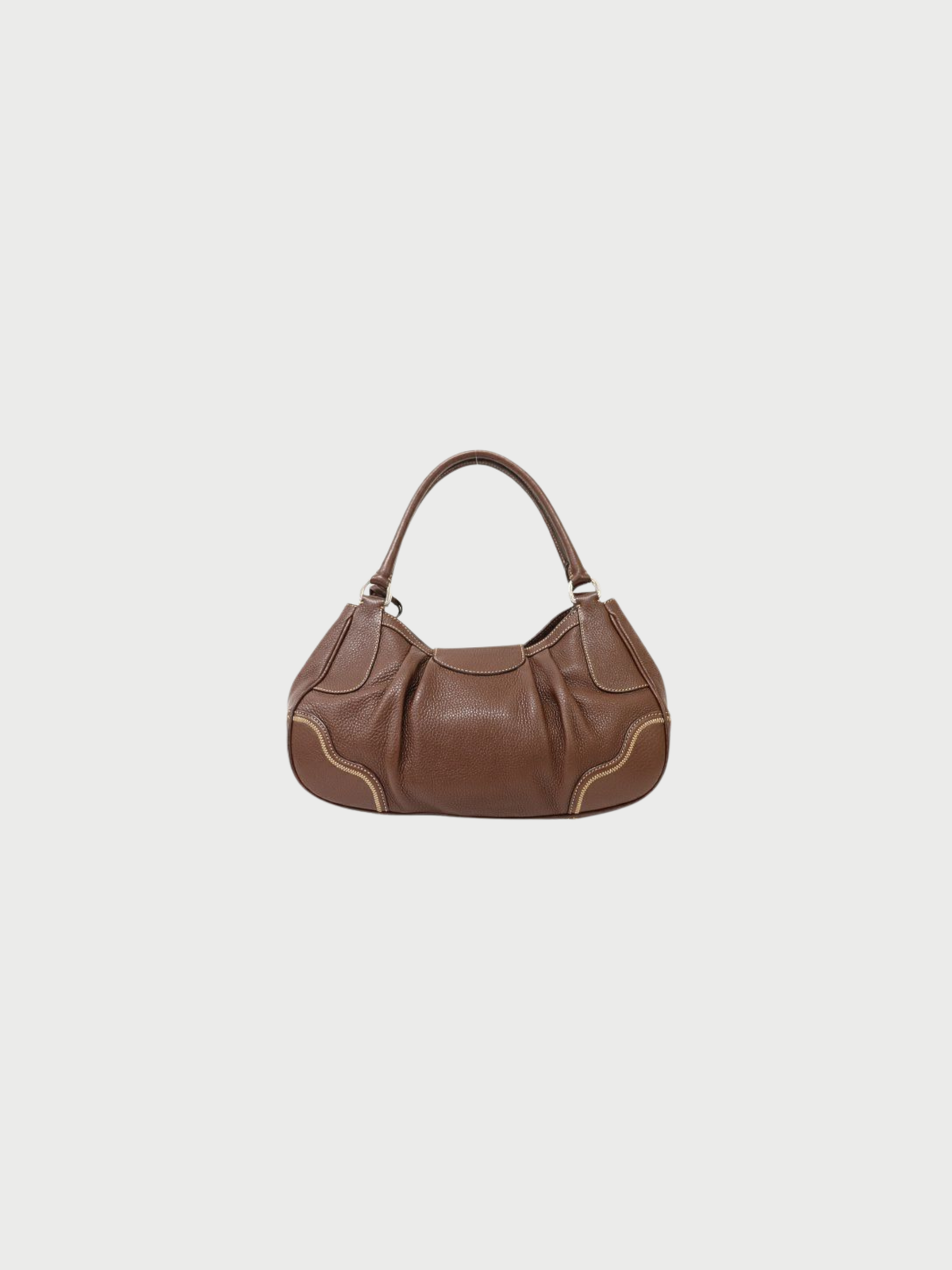 Prada 2000s Brown Leather Logo Hardware Handbag