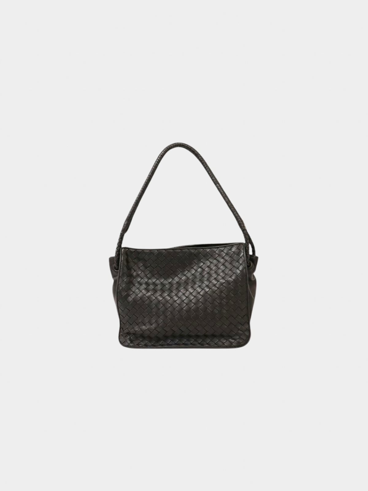 Bottega Veneta 2000s Black Intrecciato Leather One-Shoulder Bag