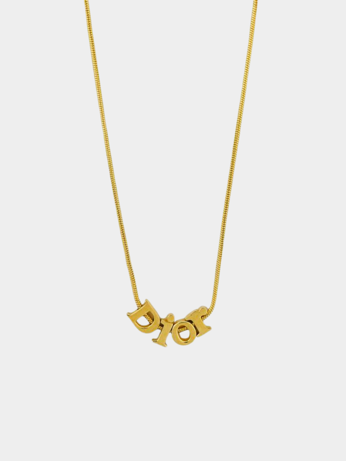 Christian Dior 2000s Gold Plated Logo Necklace