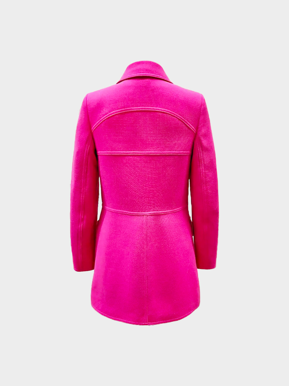 Prada 2014 Hot Pink Wool Coat with Gold Buttons