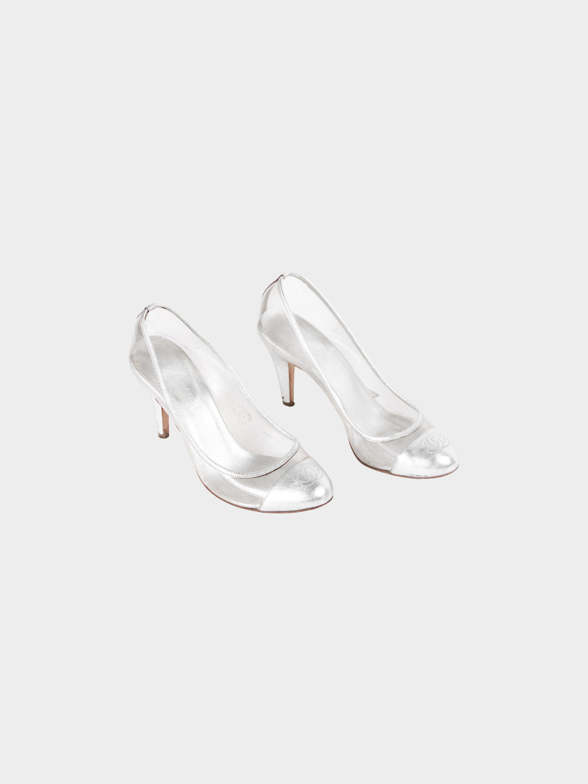 Chanel SS 2007 Metallic Silver Leather and Transparent PVC Heels
