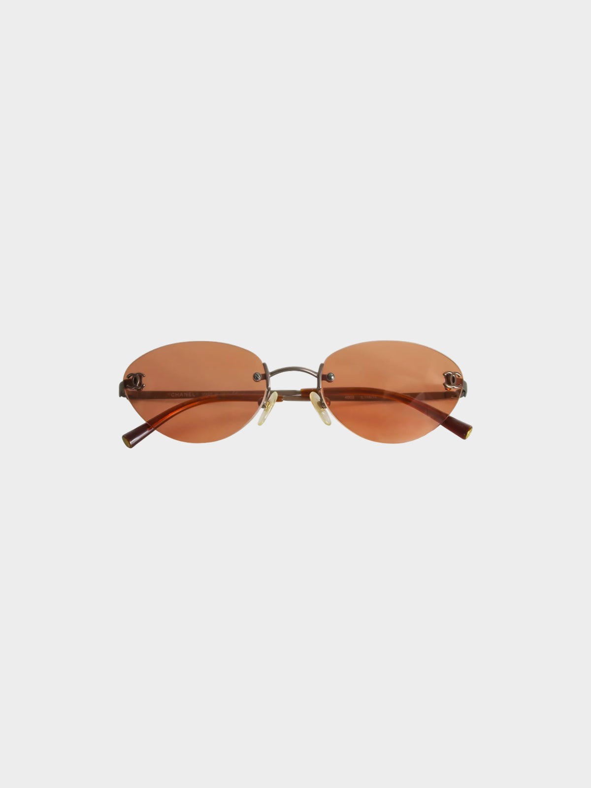 Chanel 2000s Orange Tinted Rimless CC Sunglasses