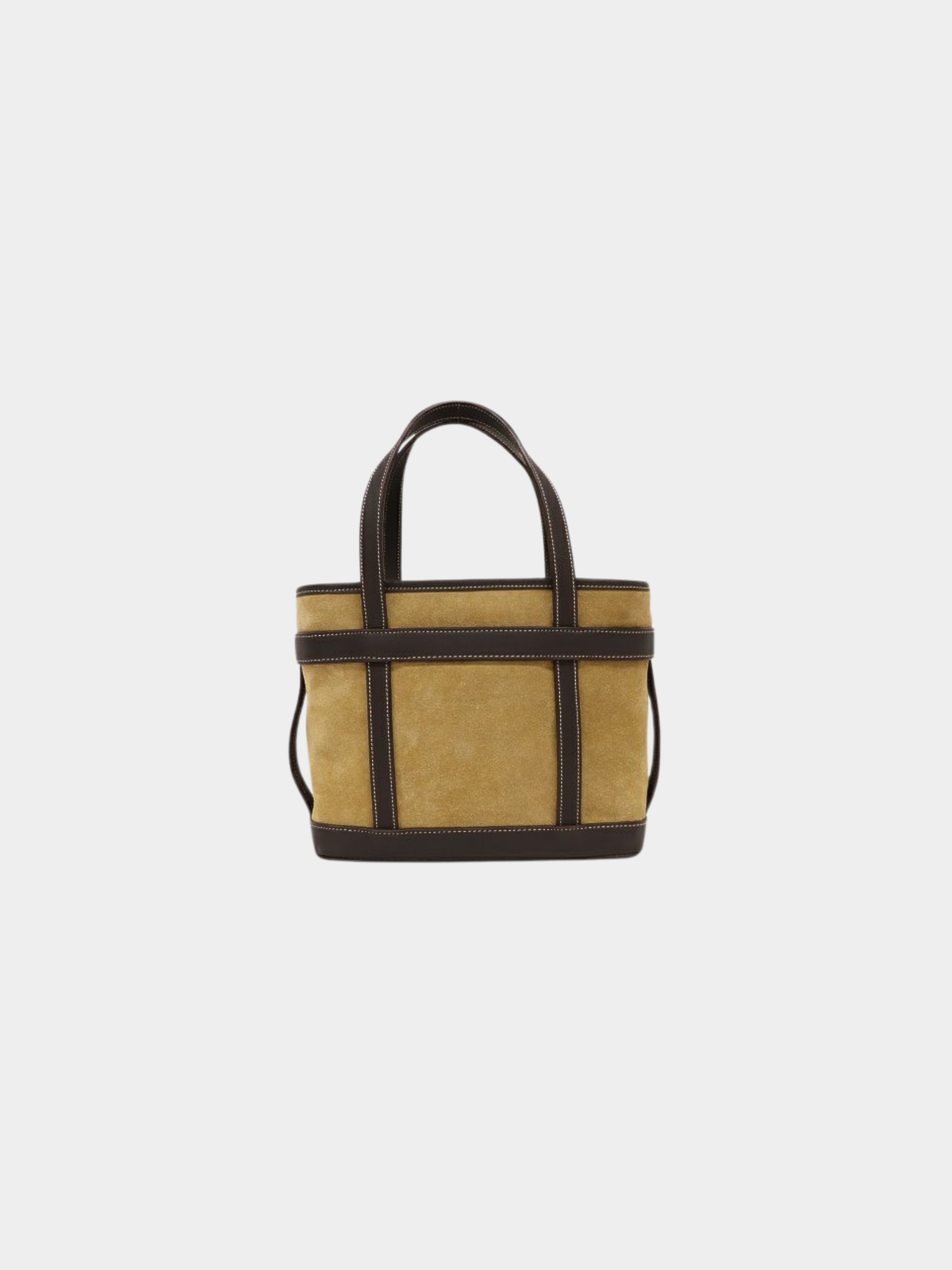 Loewe 2000s Beige Dark Brown Anagram Suede Handbag