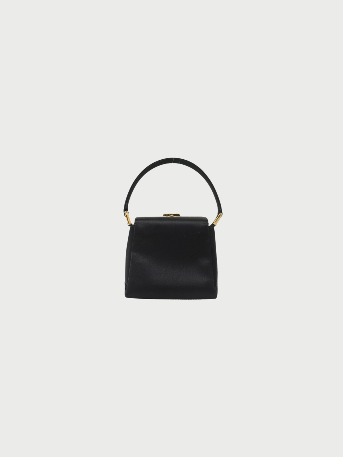 Gucci 2000s Black Satin Logo Hardware Mini Handbag