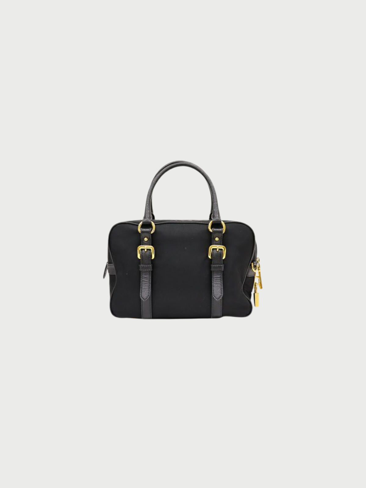 Prada 2000s Black Nylon Leather Logo Hardware Handbag