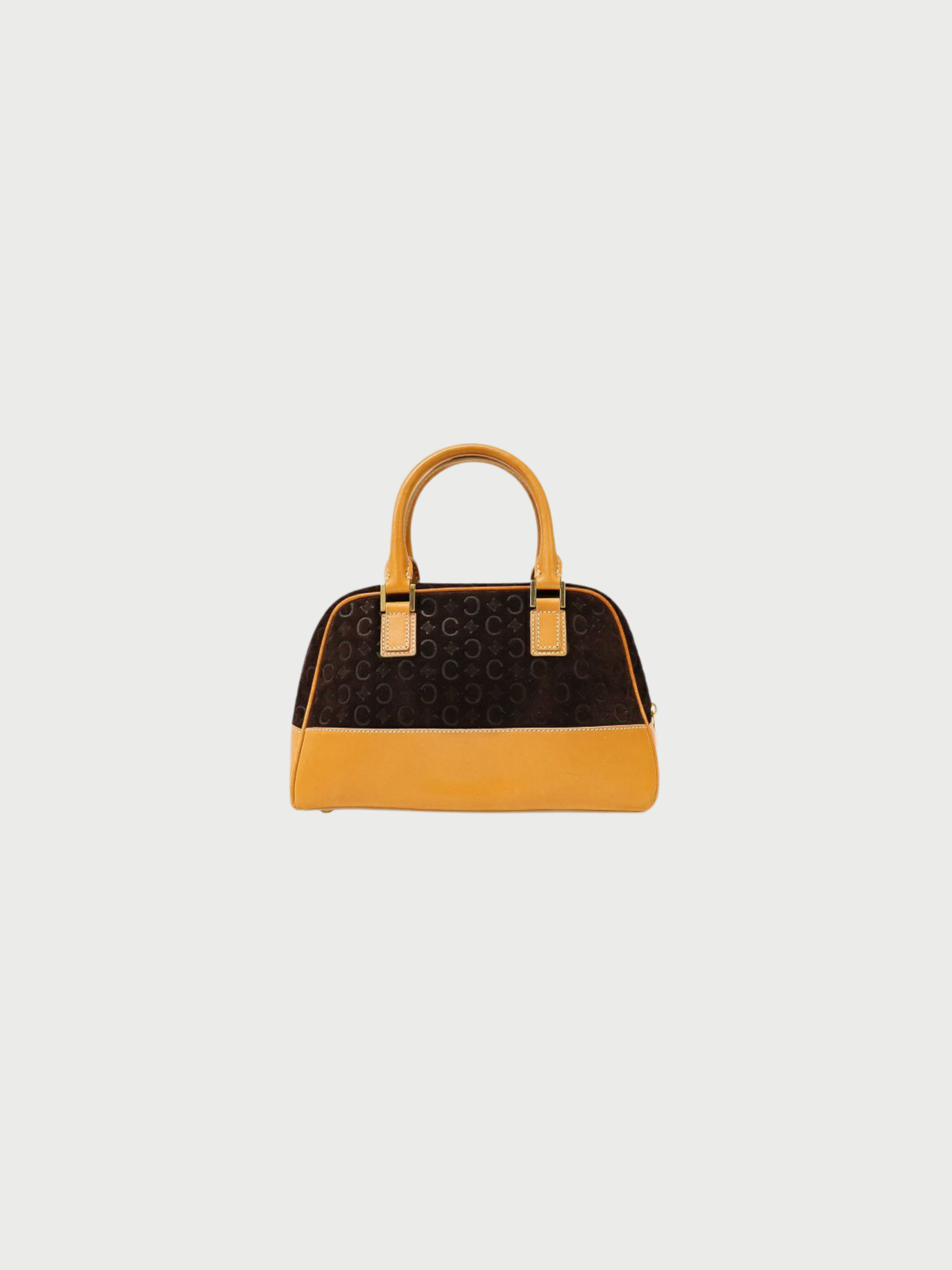 Celine 2000s Brown Suede Leather C-Macadam Top Handle Bag