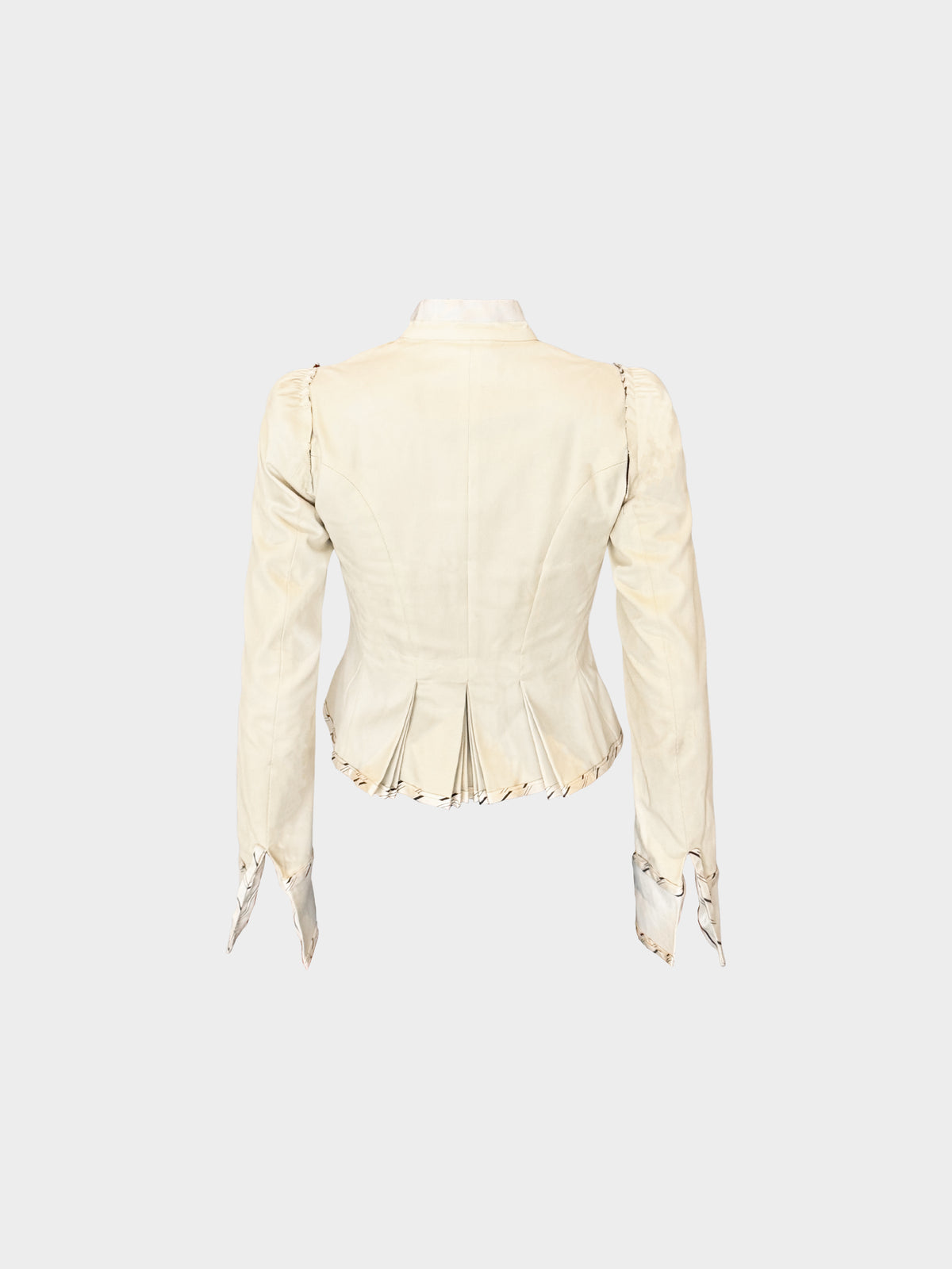 Chloé FW 2005 Ivory Origami Fan Motif Embellished Pleated Button-down Victorian Blazer