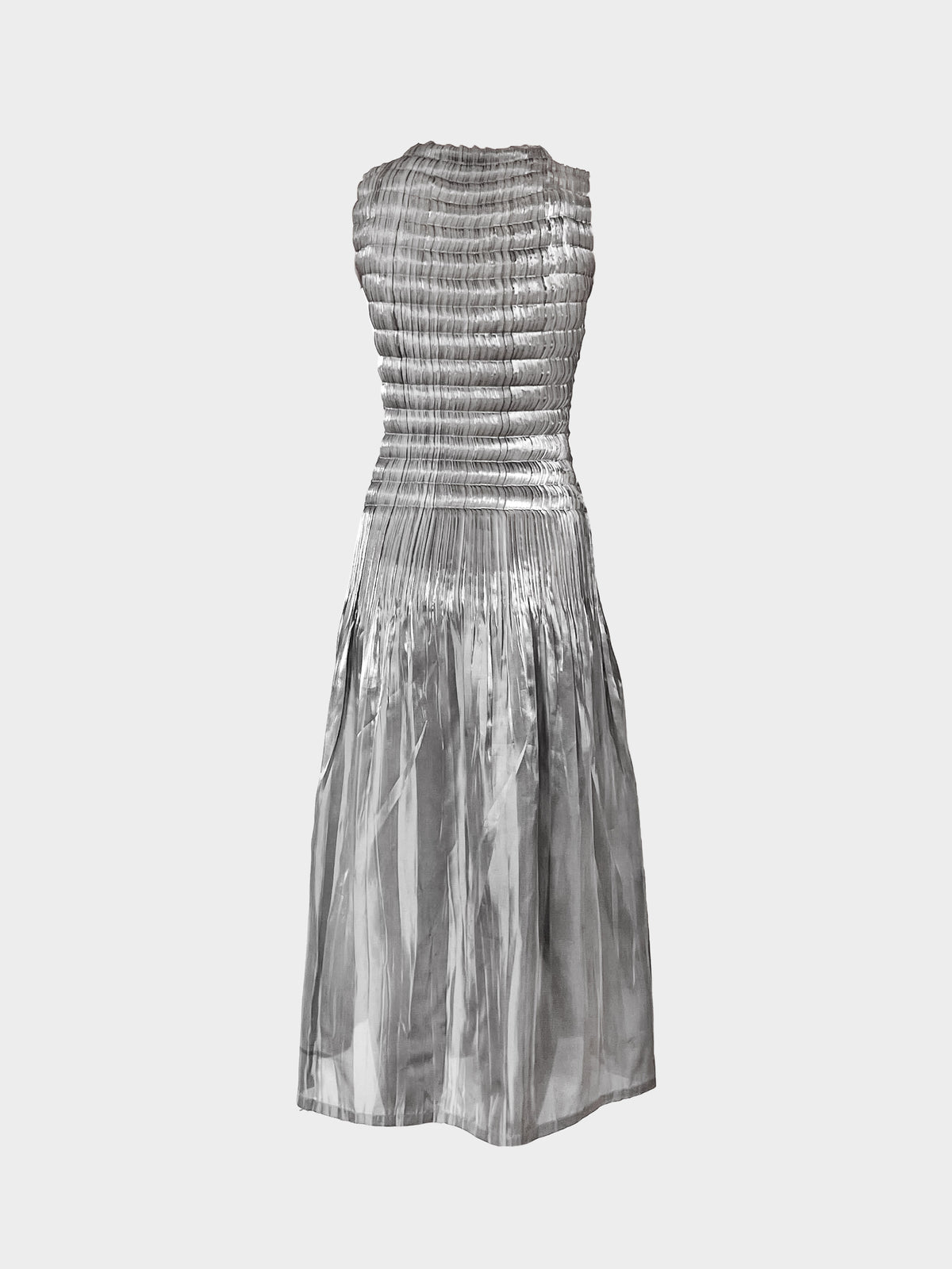 Issey Miyake SS 2003 Metallic Silver Double Pleated Dress