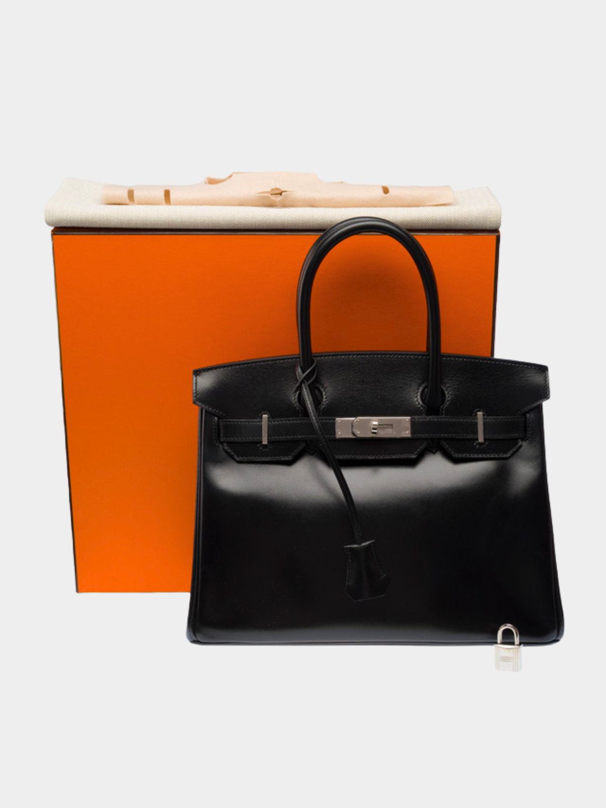 Hermès 2020s Black Box Leather Birkin 30 Bag