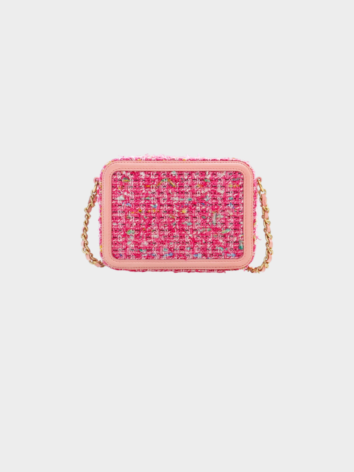 Chanel Mid 2019 Pink Tweed Filigree Mini Vanity Bag