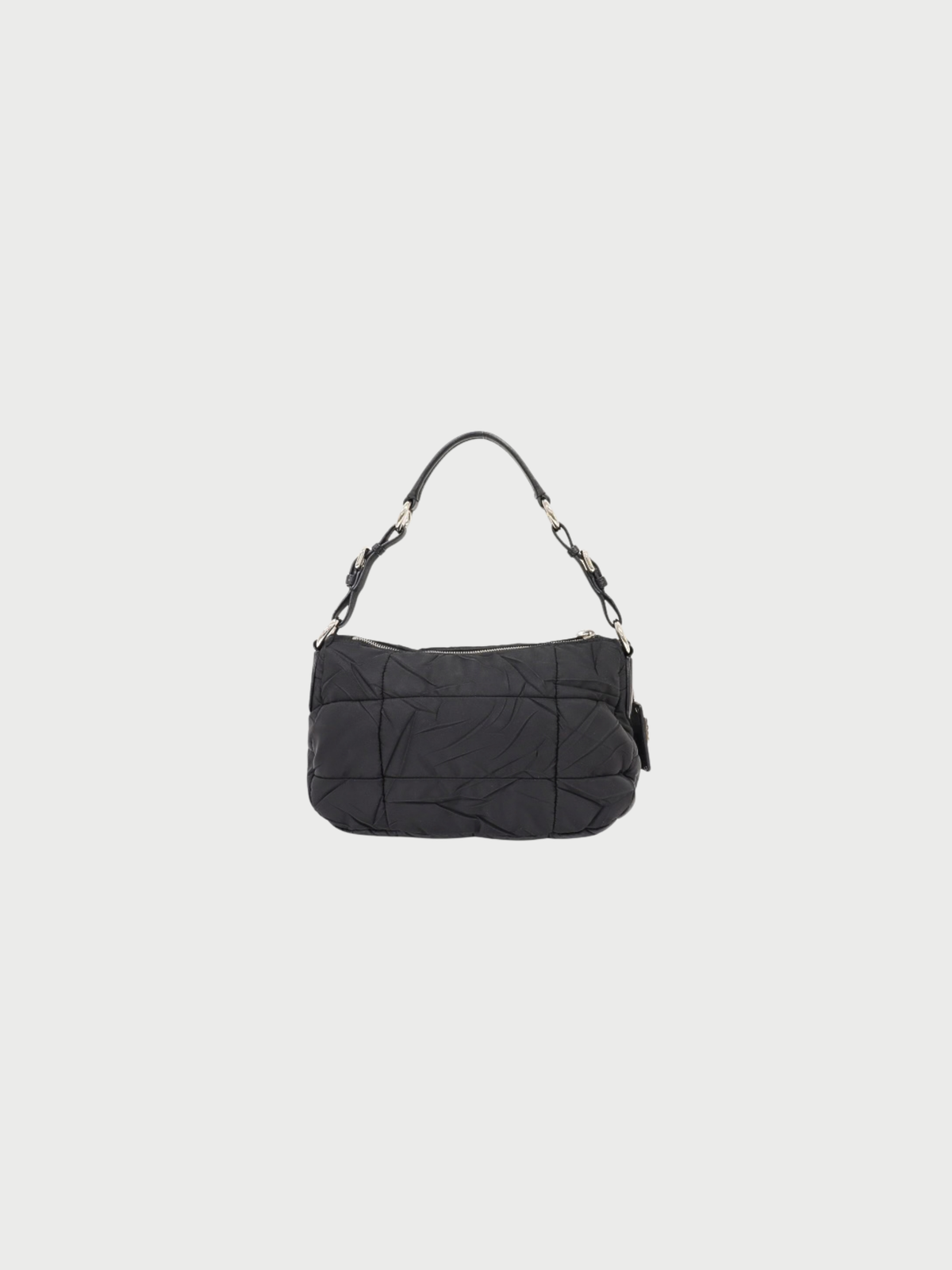 Prada 2000s Black Nylon Triangle Logo One-Shoulder Bag